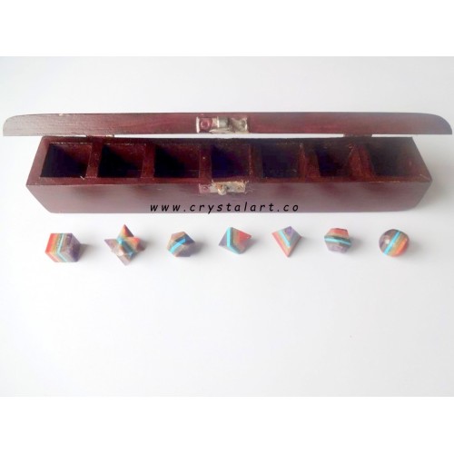 Seven Chakra Bonded Platonic Solid Geometry Sets with case