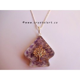 Arrowhead Shape Tree of life Amethyst Orgone Pendants with Chain