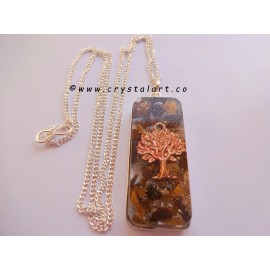 Long Square Tree of life inside Yellow Aventurine Orgone Pendants with Chain