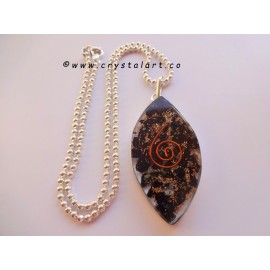 Black Tourmaline Eye Shape Orgone Pendants with Chain