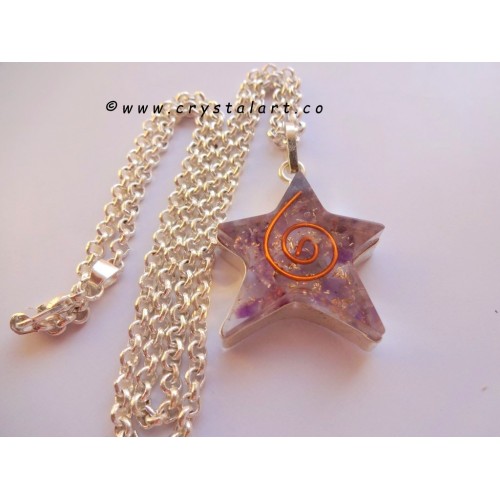 Amethyst Star of David Orgone Pendants with Chain