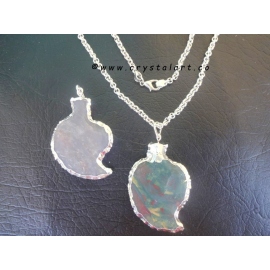 Indian Agate Carving Silver plated Arrowhead Pendants with chain