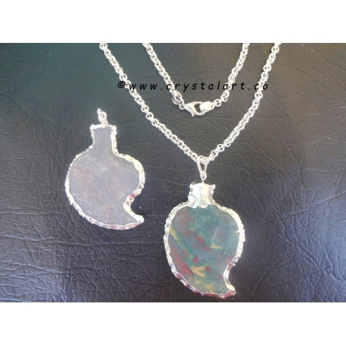 Indian Agate Carving Silver plated Arrowhead Pendants with chain