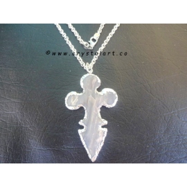 Cross Bow Carving Silver plated Arrowhead Pendants with chain