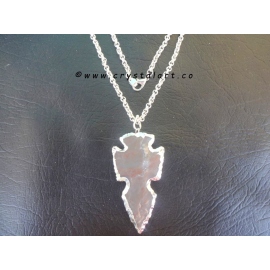 Fengshui Indian Agate Silver plated Arrowhead Pendants with chain