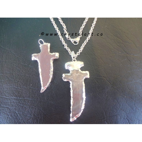 Native American Sword Silver plated Arrowhead Pendants with chain