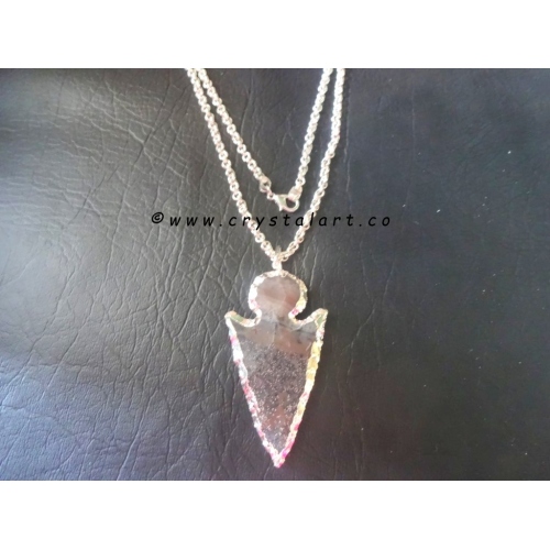 Fengshui Carving Silver plated Arrowhead Pendants with chain