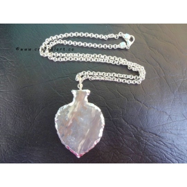 Indian Agate Carving Drop Shape Silver Plated Arrowhead Pendants with chain