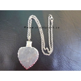 Heart Shape Carving Silver plated Arrowhead Pendants with chain