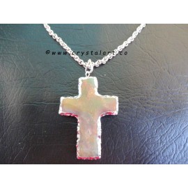 Simple Cross Shape Carving Silver plated Arrowhead Pendants with chain