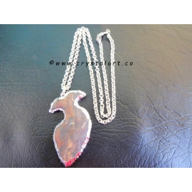 Dolphin Shape Carving Silver plated Arrowhead Pendants with chain