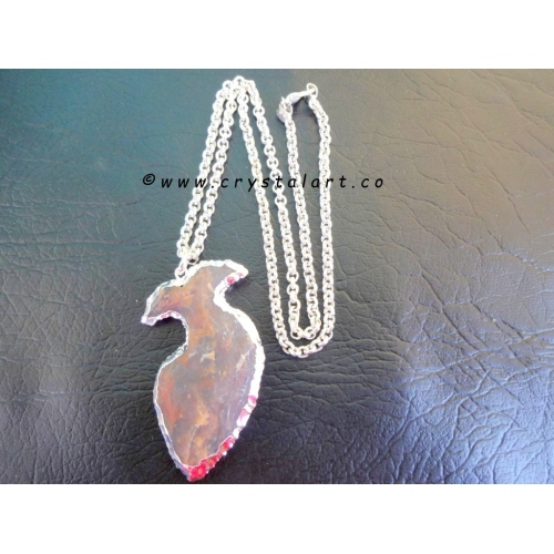 Dolphin Shape Carving Silver plated Arrowhead Pendants with chain