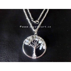 White Rainbow Moonstone Tree of Life Pendants without Chain