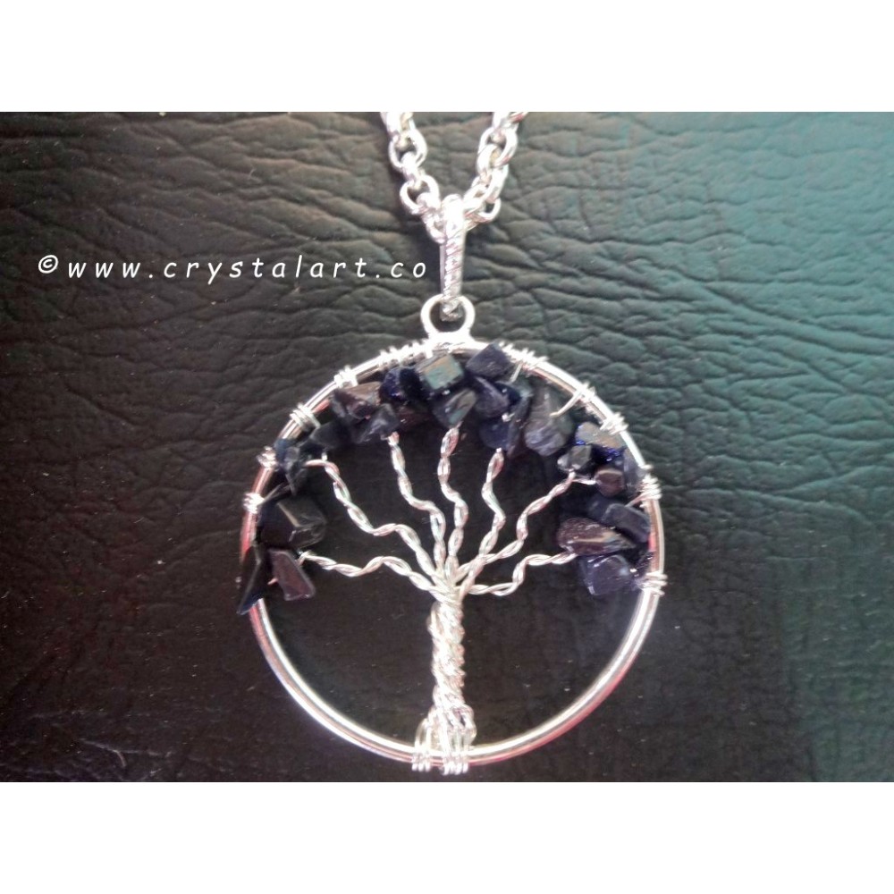 Blue Goldstone Stone Tree of Life Pendants without Chain