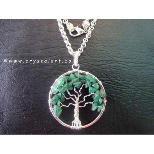 Green Aventurine Stone Tree of Life Pendants without Chain