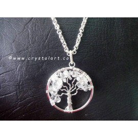 Clear Quartz Stone Tree of Life Pendants without Chain