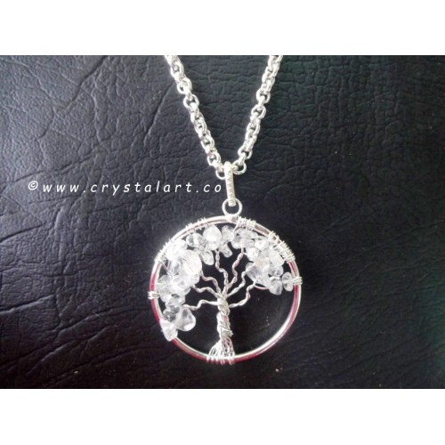 Clear Quartz Stone Tree of Life Pendants without Chain