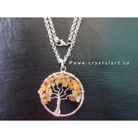 Citrine Stone Tree of Life Pendants without Chain