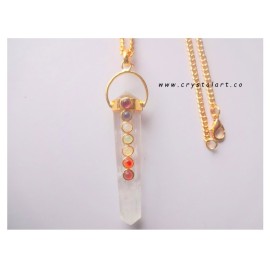 Clear Crystal Quartz Double Terminated Point Golden Bridge Chakra Stone Chain Pendants