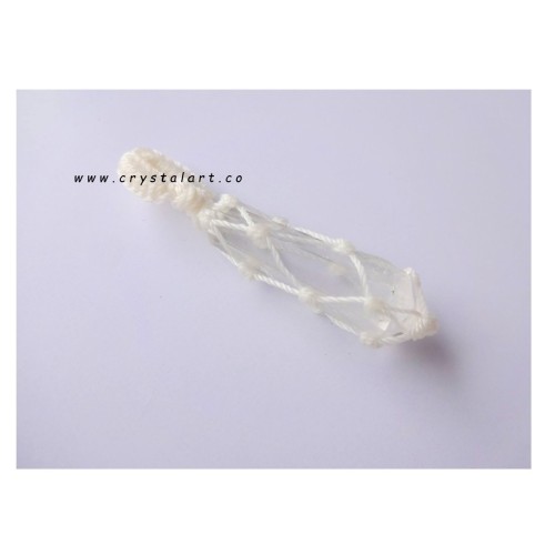 Clear Quartz Double Terminated White Net Pendants