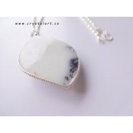 Dendritic Agate Stone Eye Shape Chakra Stone Chain Pendants