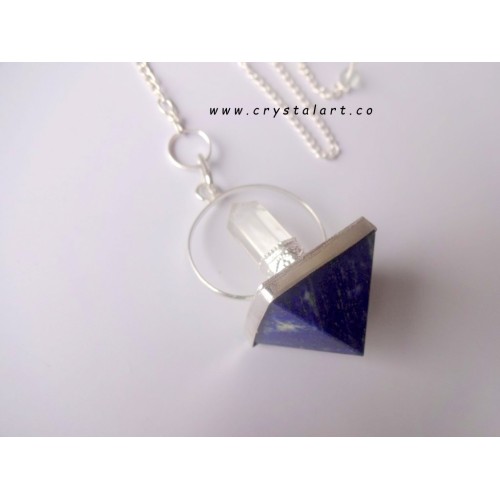 Clear Crystal Quartz Point Lapis Lazule Pyramid Dowsing Pendulum