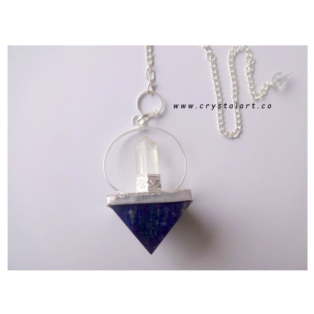 Clear Crystal Quartz Point Lapis Lazule Pyramid Dowsing Pendulum