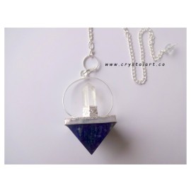 Clear Crystal Quartz Point Lapis Lazule Pyramid Dowsing Pendulum