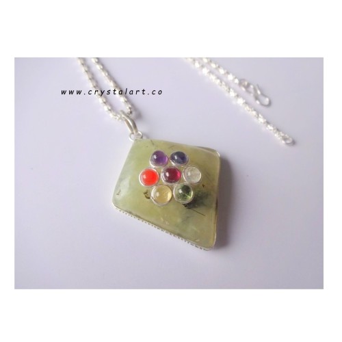 Prehnite Chakra Stone Chain Pendants