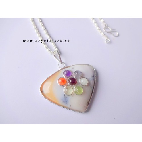 Dendritic Agate Chakra Stone Chain Pendants