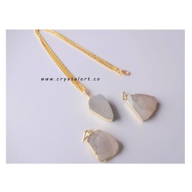 Crystal Druzy Golden Chain Pendants