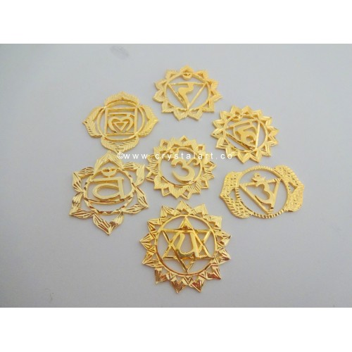 7 Chakra Sanskrit Symbol Golden Metal Set