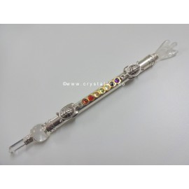 Crystal Quartz Brass Metal Chakra Healing Stick