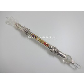 Crystal Quartz Brass Metal Chakra Healing Stick