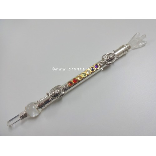 Crystal Quartz Brass Metal Chakra Healing Stick