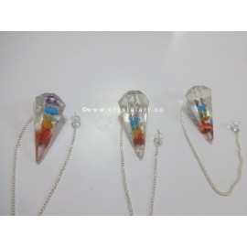 7 Chakra Chips Layer Orgone  Pendulum