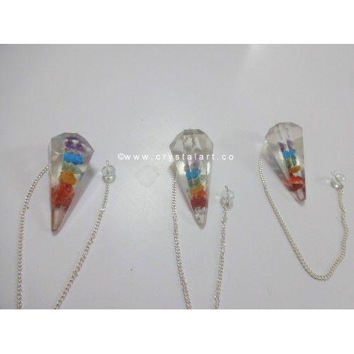 7 Chakra Chips Layer Orgone  Pendulum