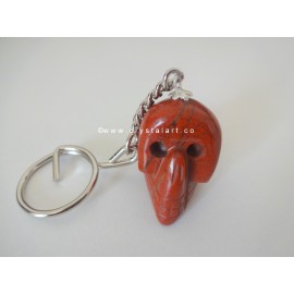 Red Jasper Agate Carved Skull Keychain