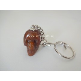 Yellow Aventurine Carved Skull Keychain