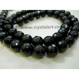 Black Agate Faceted 36 Beads of Strings