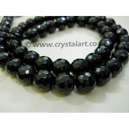 Black Agate Faceted 36 Beads of Strings