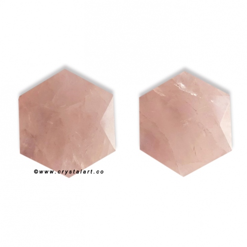 Pink Rose Quartz Flat 30 MM Merkaba Stone Loose