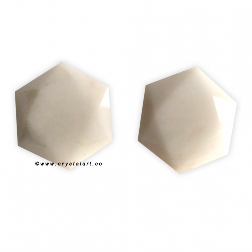 Jade Milky White Agate Flat 30 MM Merkaba Stone Loose