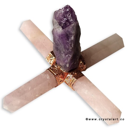 Amethyst Natural Point Rose Quartz Four Point Healing Stone Energy Generators