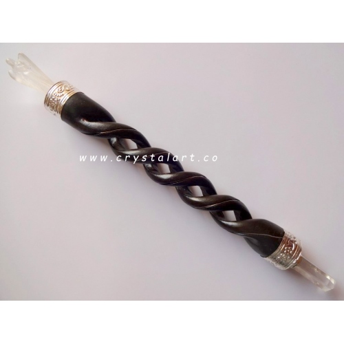 Crystal Quartz Angel Spiral Wooden Healing Wand