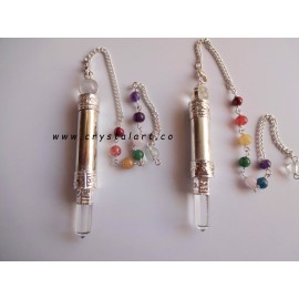 3 Pcs Silver Brass Metal Pendulum With Chakra Chain