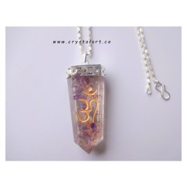 Amethyst Cosmic Vibration of The Universe OM Symbol Flat Chain Pendants