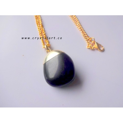 Jade Black Agate Golden Cap Chain Pendants