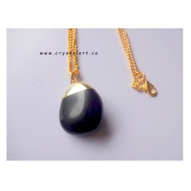 Jade Black Agate Golden Cap Chain Pendants