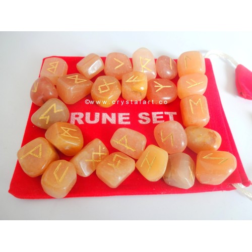 Orange Aventurine Rune Set With Pouch